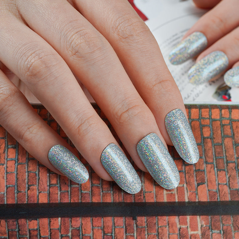 Bandes de Vernis au Gel Semi-Durci "Gris Pailleté"