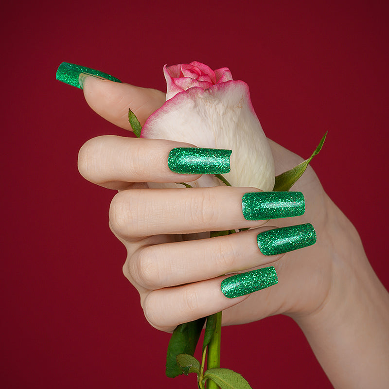 Bandes de Vernis au Gel Semi-Durci "Vert Pailleté"