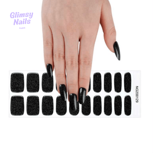 Bandes de Vernis au Gel Semi-Durci "Glimsy Black" - Glimsy Nails
