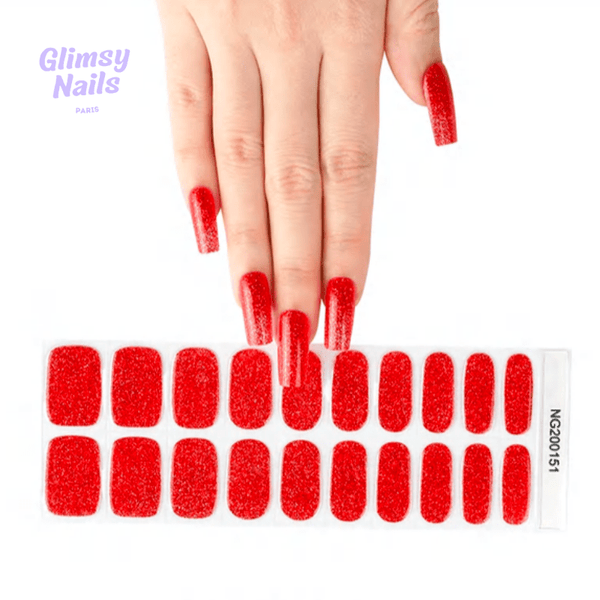 Bandes de Vernis au Gel Semi-Durci "Glimsy Red" - Glimsy Nails